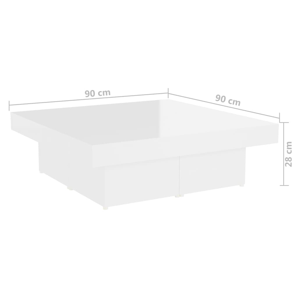 Mesa de centro 90x90x28cm derivados de madeira branco brilhante