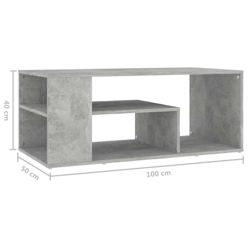 Mesa de centro 100x50x40 cm derivados madeira cinzento cimento