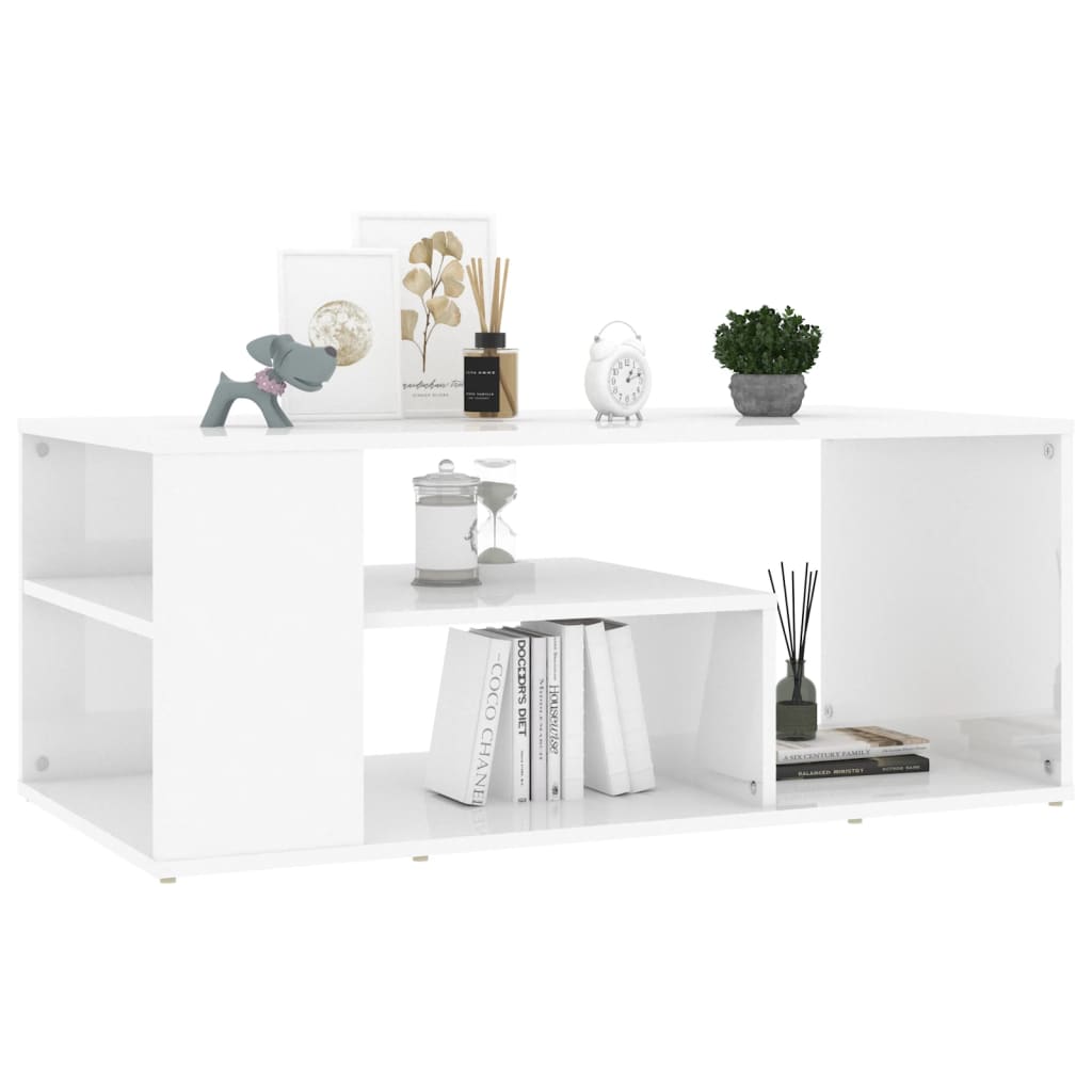 Mesa de centro 100x50x40 cm derivados madeira branco brilhante