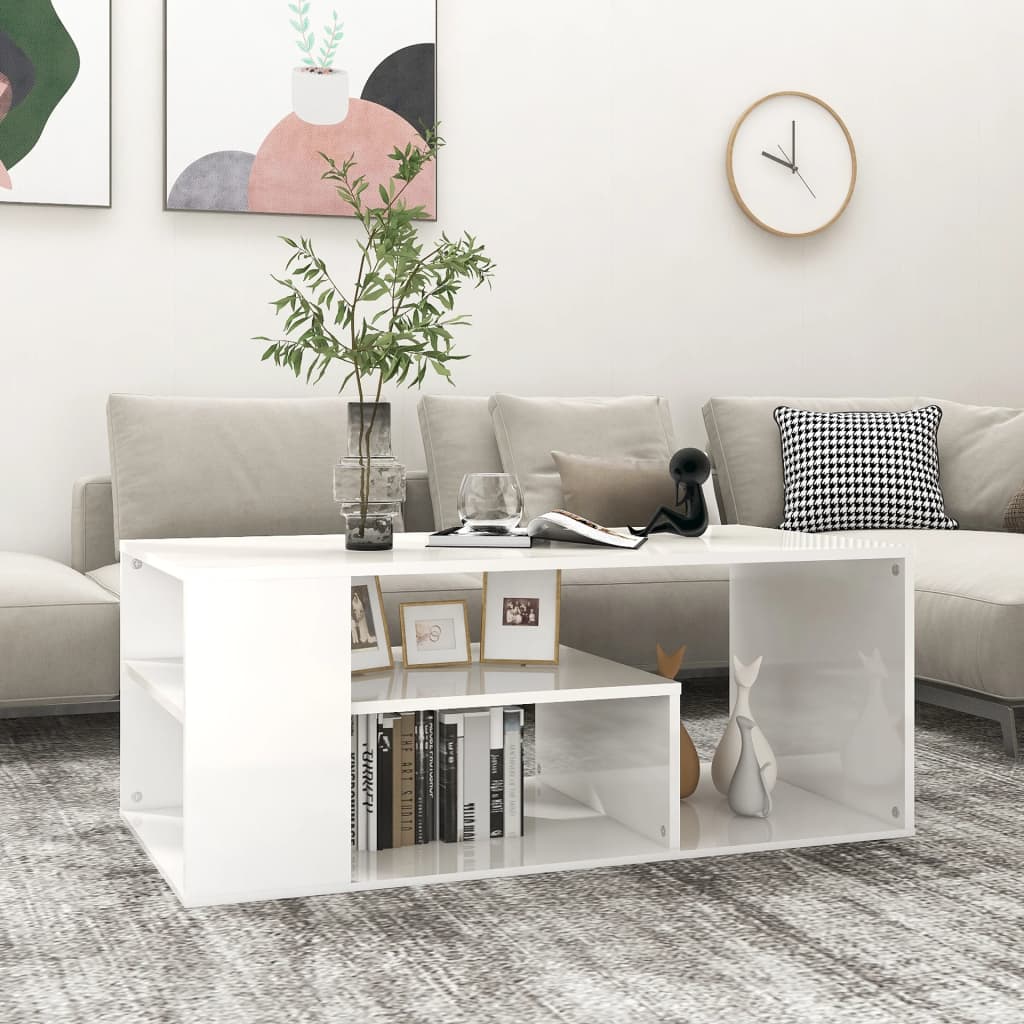 Mesa de centro 100x50x40 cm derivados madeira branco brilhante