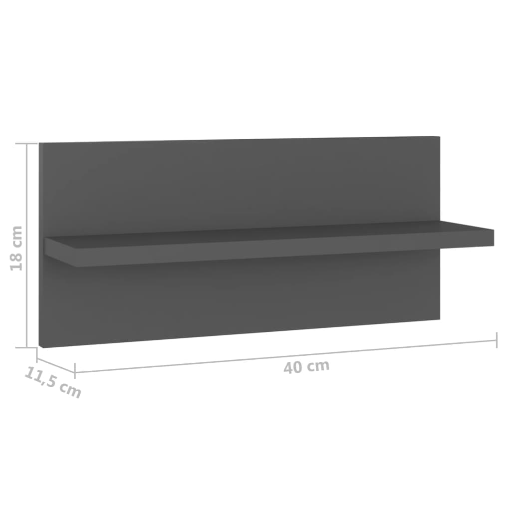 Estantes de parede 4 pcs derivados de madeira cinzento