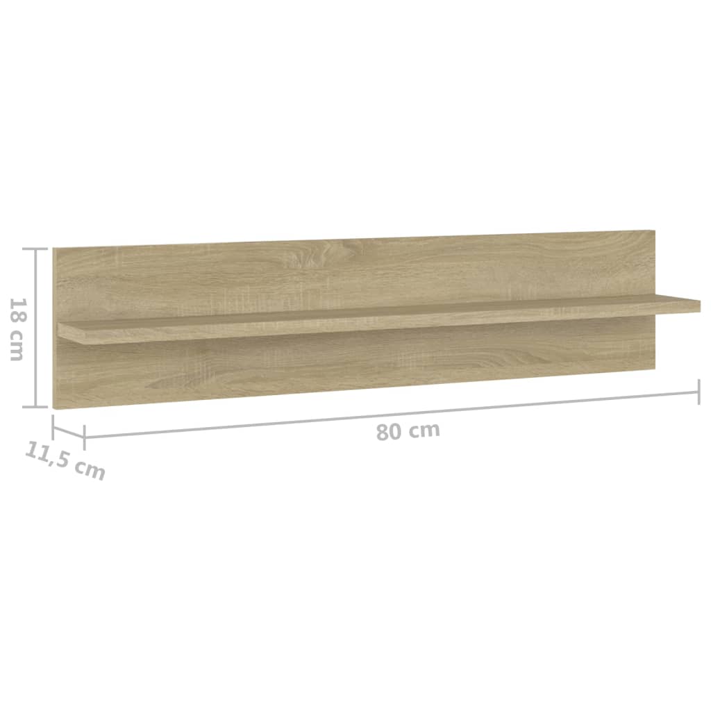 Estantes de parede 2pcs 80x11,5x18 cm contrapl. carvalho sonoma