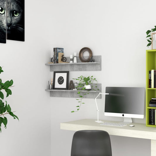 Estantes de parede 2 pcs 80x11,5x18 cm contrapl. cinza cimento