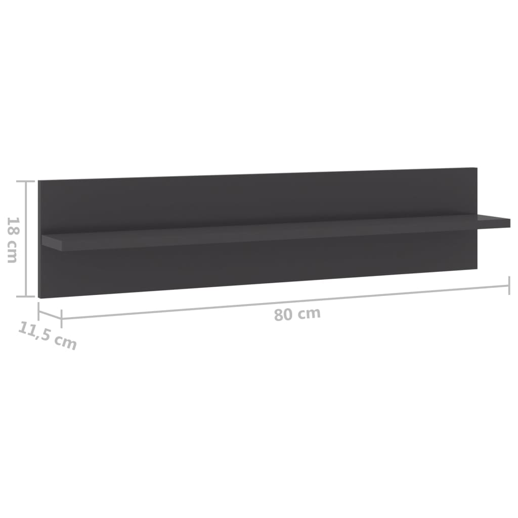 Estantes de parede 4pcs derivados de madeira cinza brilhante