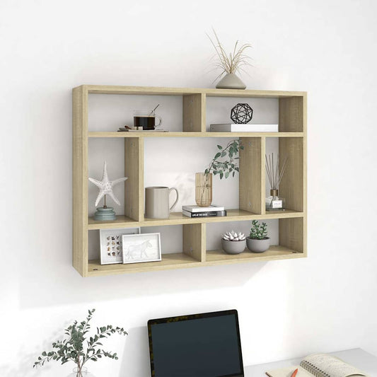 Estante de parede 75x16x55 cm contraplacado carvalho sonoma