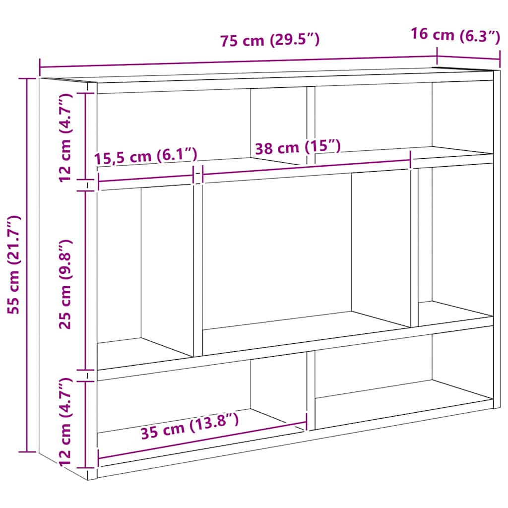 Estante de parede 75x16x55 cm contraplacado cinzento cimento