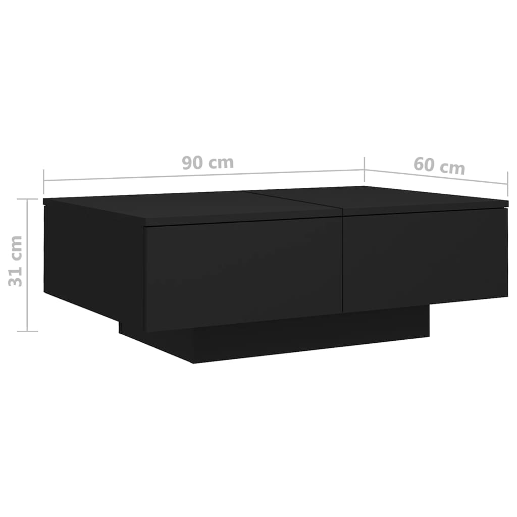 Mesa de centro 90x60x31 cm contraplacado preto