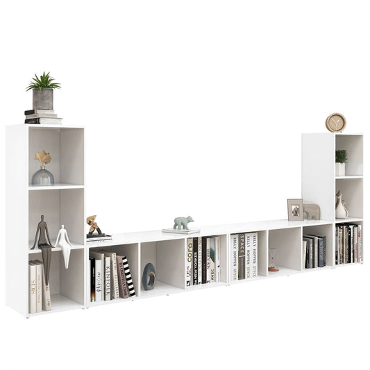 Móveis de TV contraplacado branco, 4 pcs