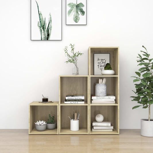 Conjunto de móveis de TV contraplacado carvalho sonoma, 3 pcs