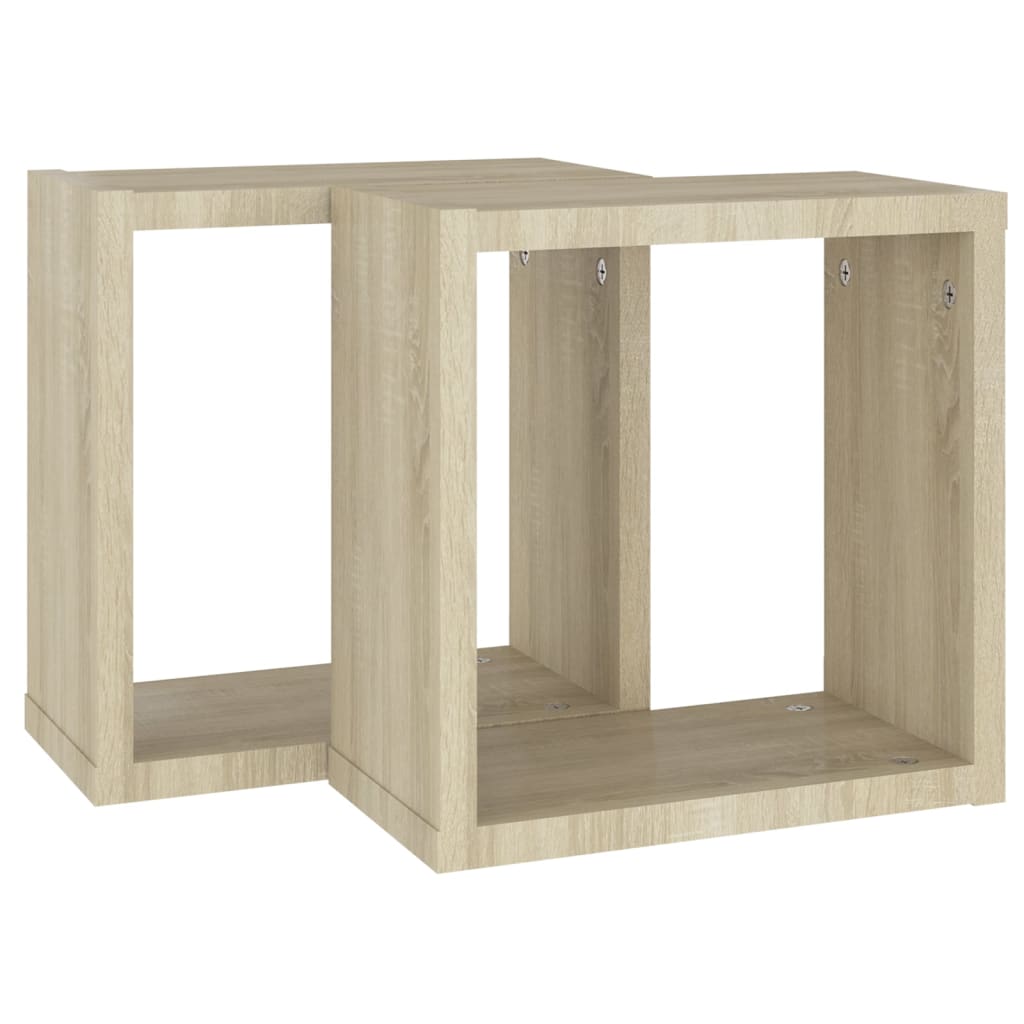 Prateleiras de parede em forma de cubo 2 pcs 30x15x30cm sonoma