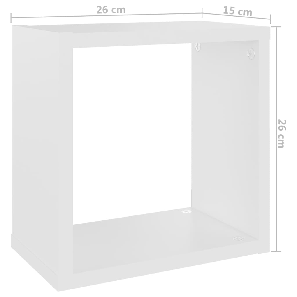 Prateleiras de parede em forma de cubo 2 pcs 26x15x26 cm branco