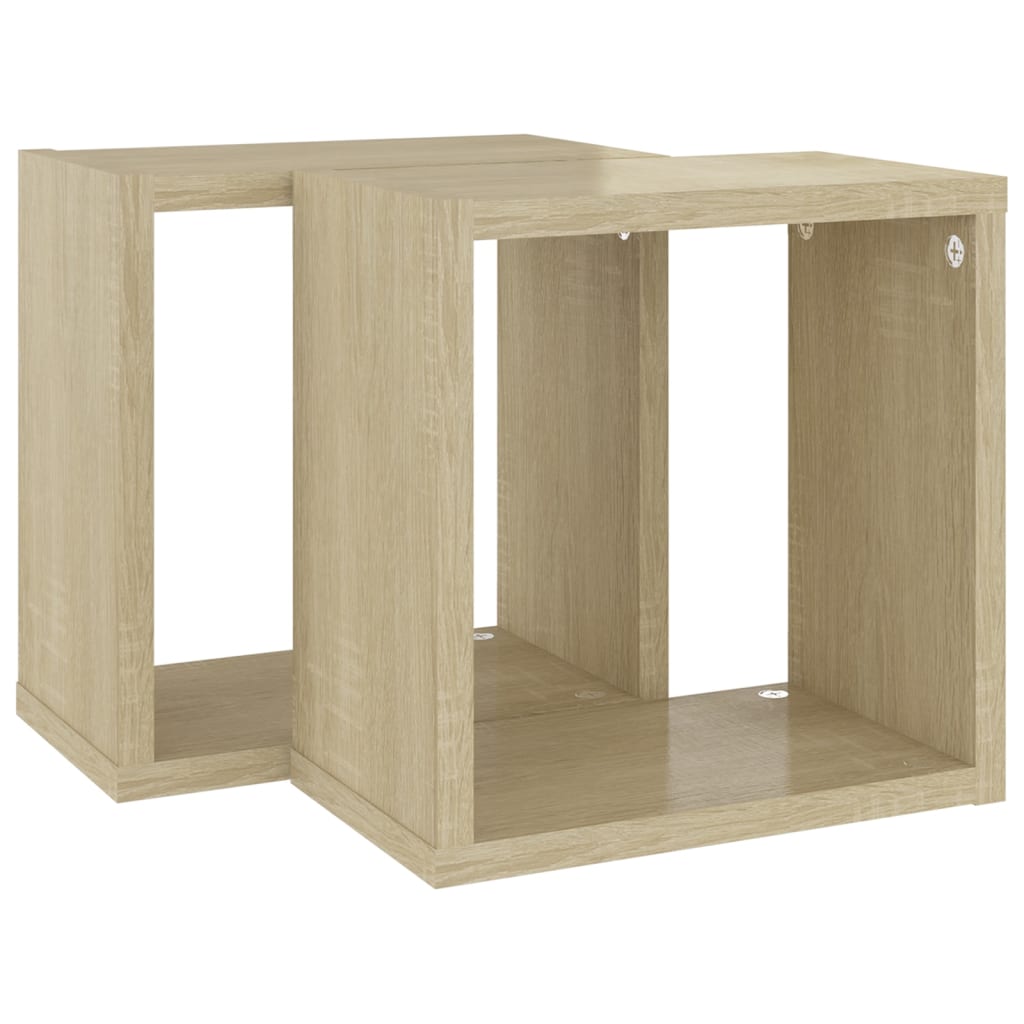 Prateleiras de parede em forma de cubo 2 pcs 26x15x26 cm sonoma