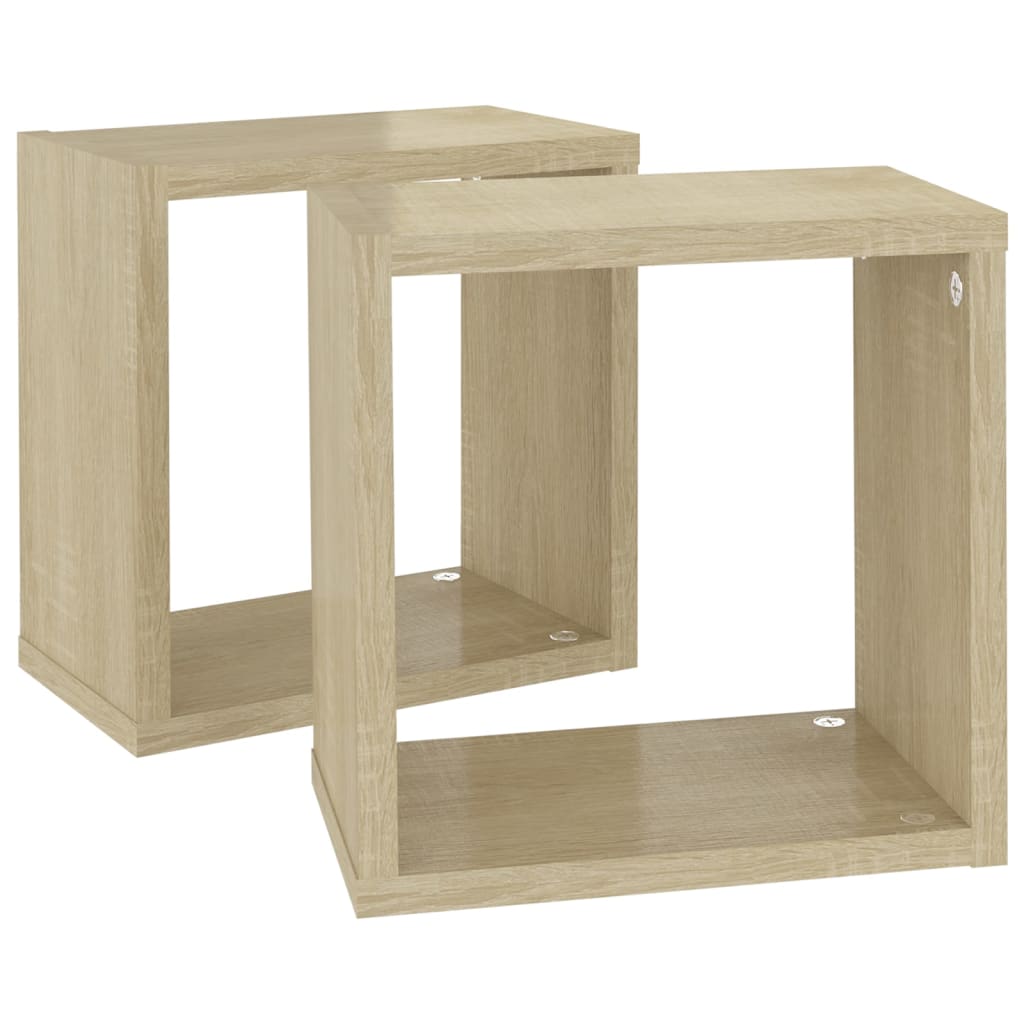 Prateleiras de parede em forma de cubo 2 pcs 26x15x26 cm sonoma
