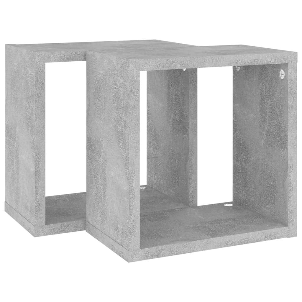 Prateleiras parede forma de cubo 2pcs 26x15x26 cm cinza cimento