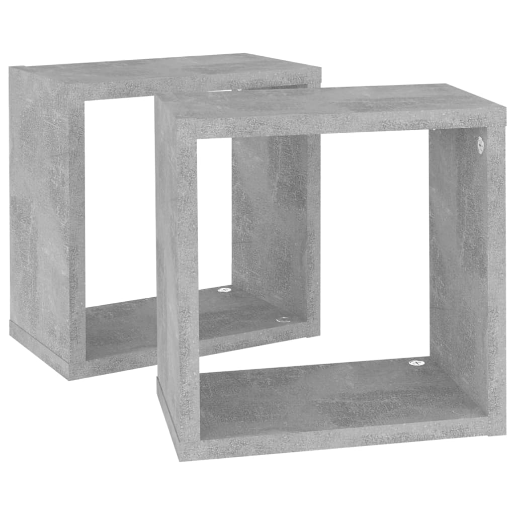 Prateleiras parede forma de cubo 2pcs 26x15x26 cm cinza cimento