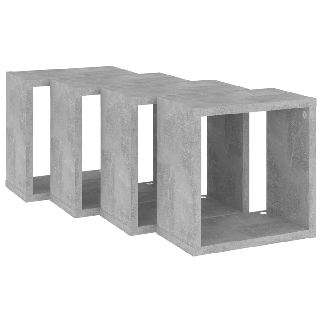 Prateleiras parede forma de cubo 4pcs 26x15x26 cm cinza cimento