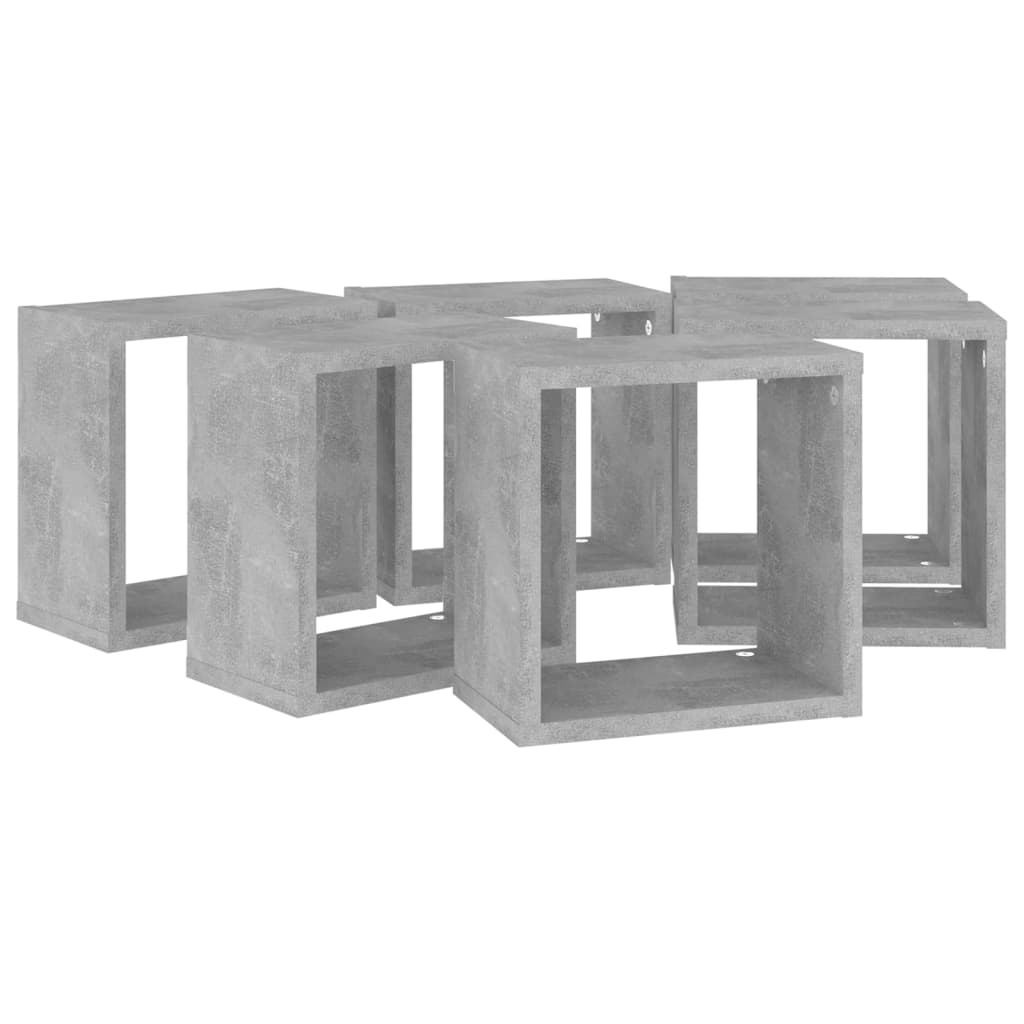 Prateleiras parede forma de cubo 6pcs 26x15x26 cm cinza cimento