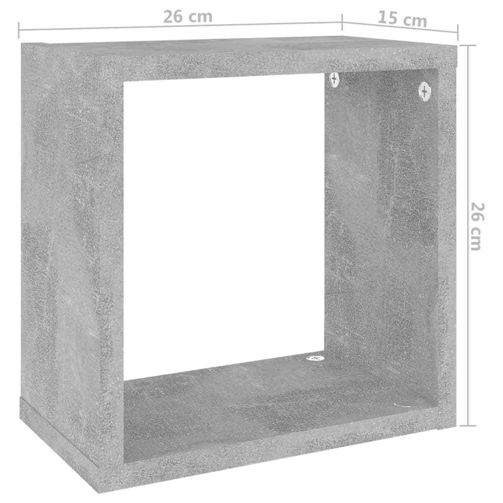 Prateleiras parede forma de cubo 6pcs 26x15x26 cm cinza cimento