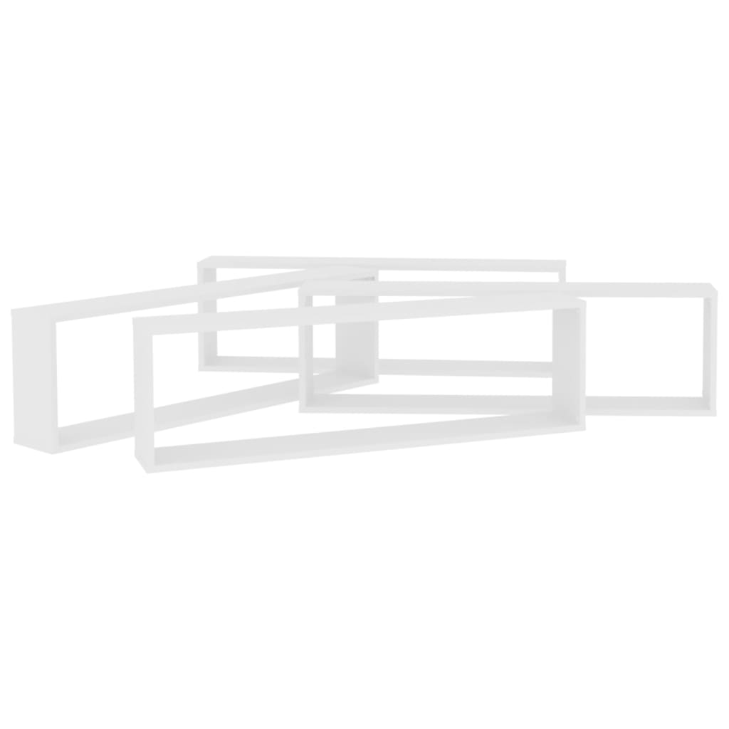 Prateleiras parede forma cubo 4pcs deriv. madeira 100x15x30 cm