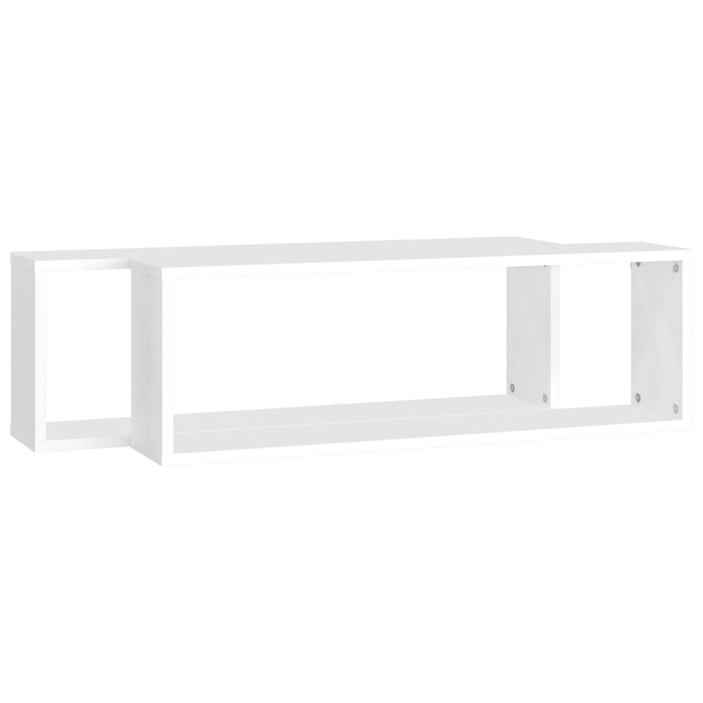 Estantes parede cúbicas 2pcs deriv. madeira 80x15x26,5cm branco