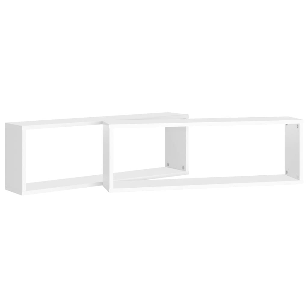 Estantes parede cúbicas 2pcs deriv. madeira 80x15x26,5cm branco