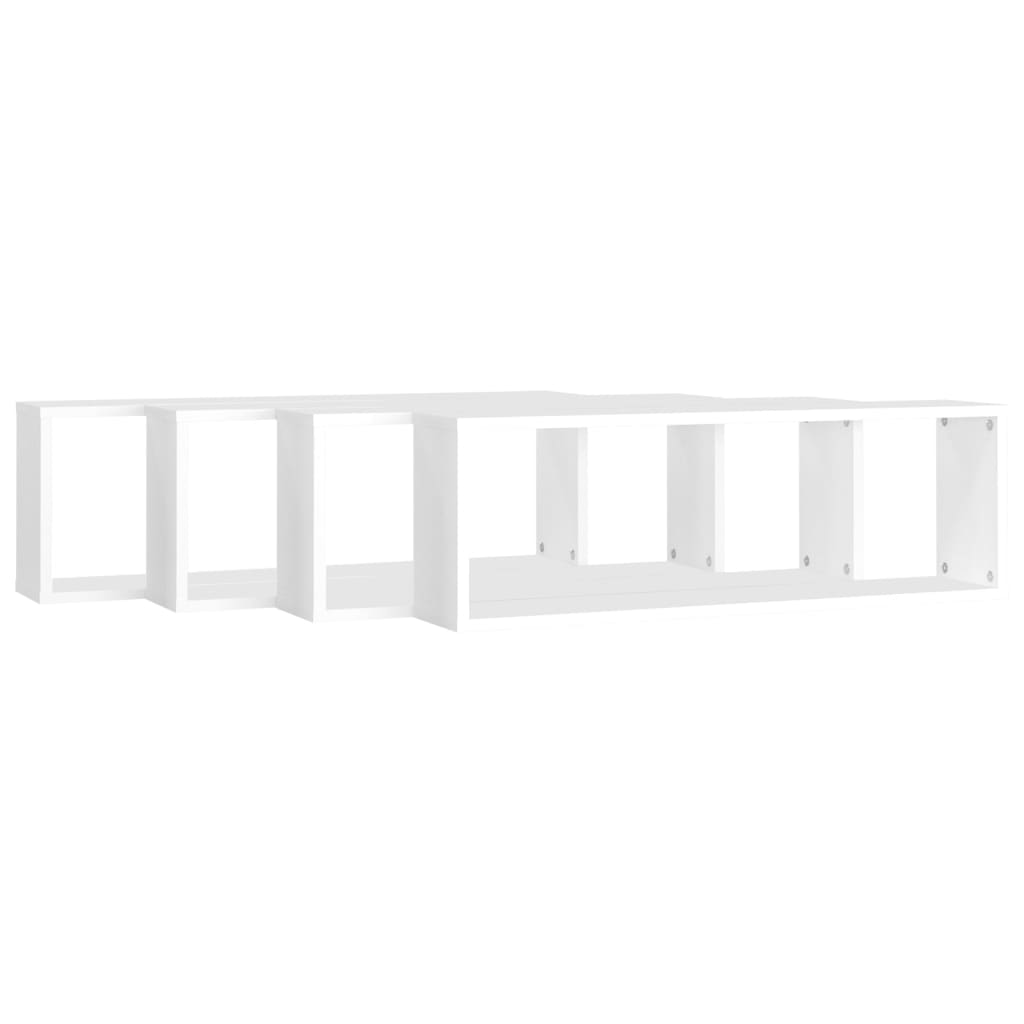Estantes parede cúbicas 4pcs deriv. madeira 80x15x26,5cm branco