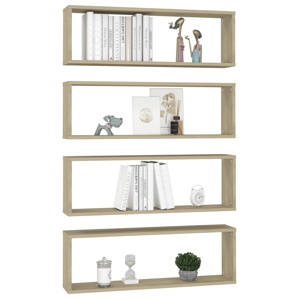 Estantes parede cúbicas 4pcs deriv. madeira 80x15x26,5cm sonoma