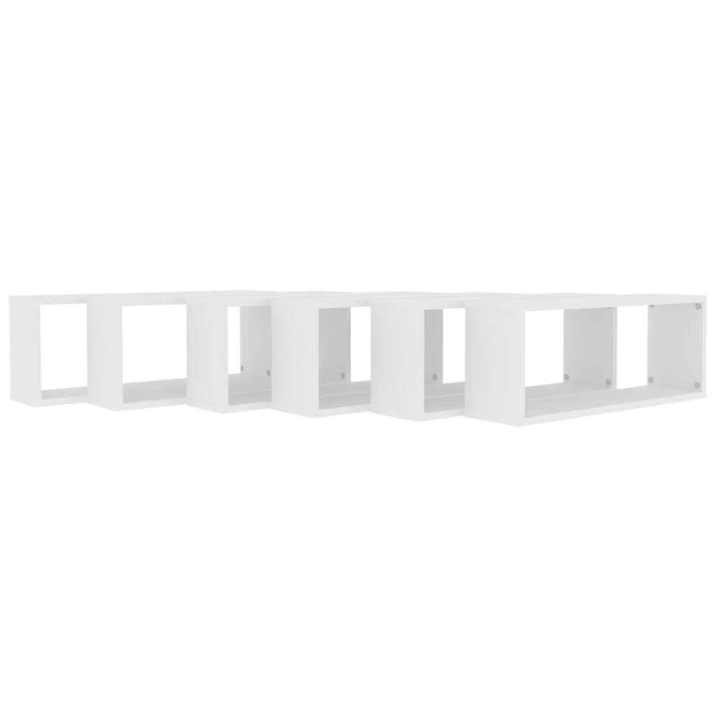 Prateleiras parede forma de cubo 6 pcs derivados madeira branco