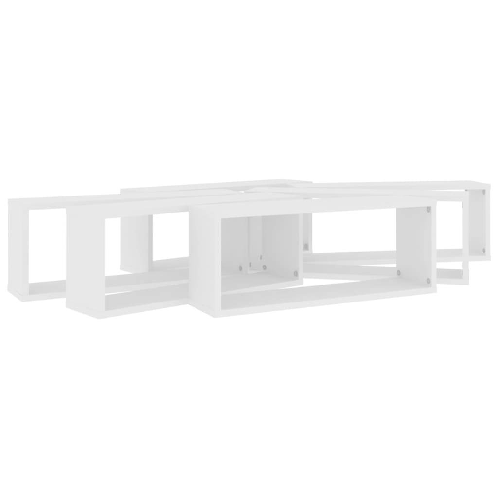 Prateleiras parede forma de cubo 6 pcs derivados madeira branco