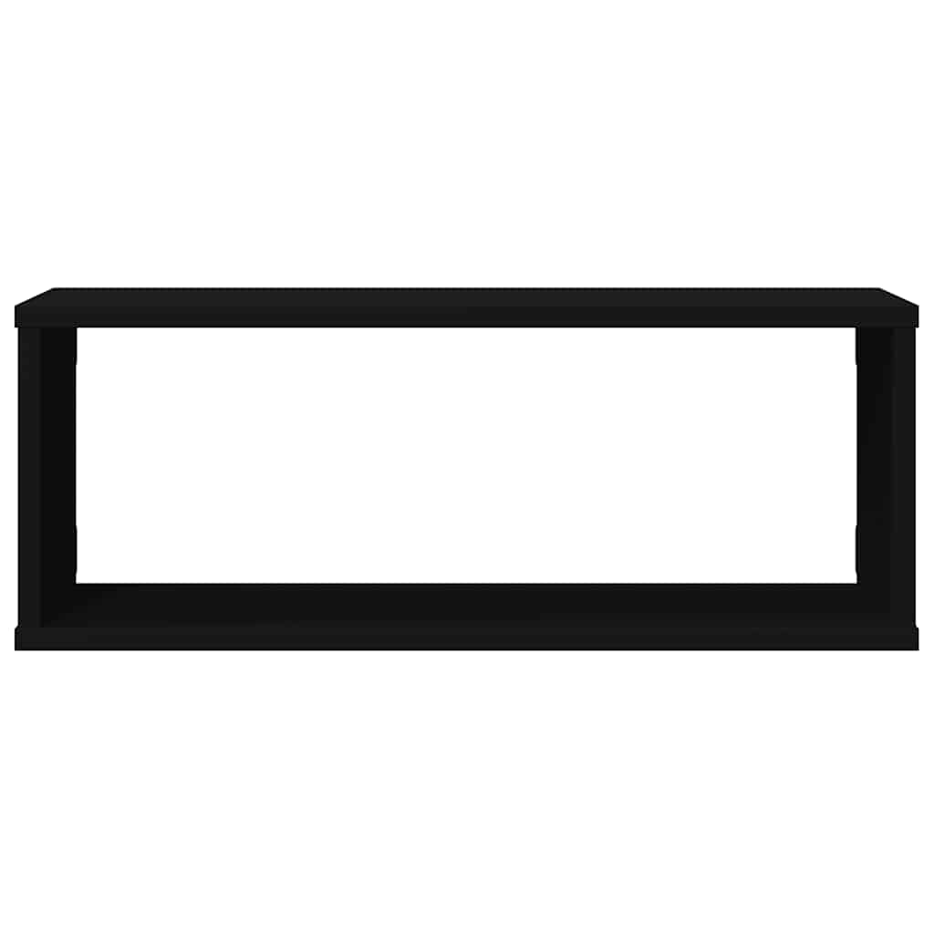 Prateleiras parede forma de cubo 4 pcs derivados madeira preto