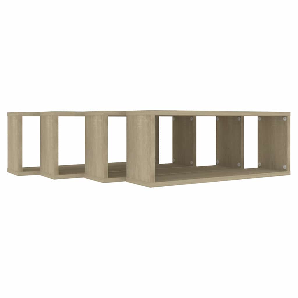 Prateleiras parede forma de cubo 4 pcs carvalho sonoma