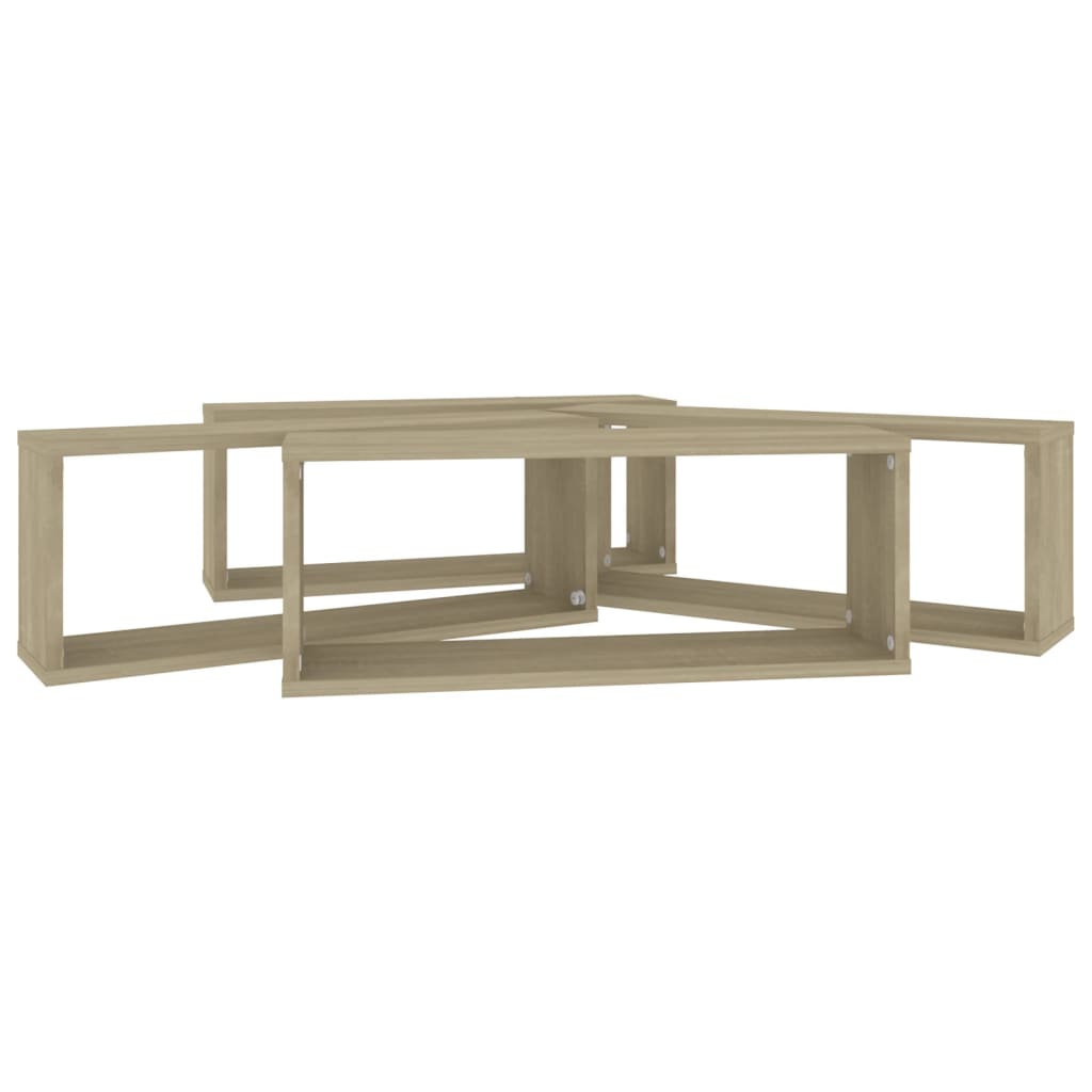 Prateleiras parede forma de cubo 4 pcs carvalho sonoma