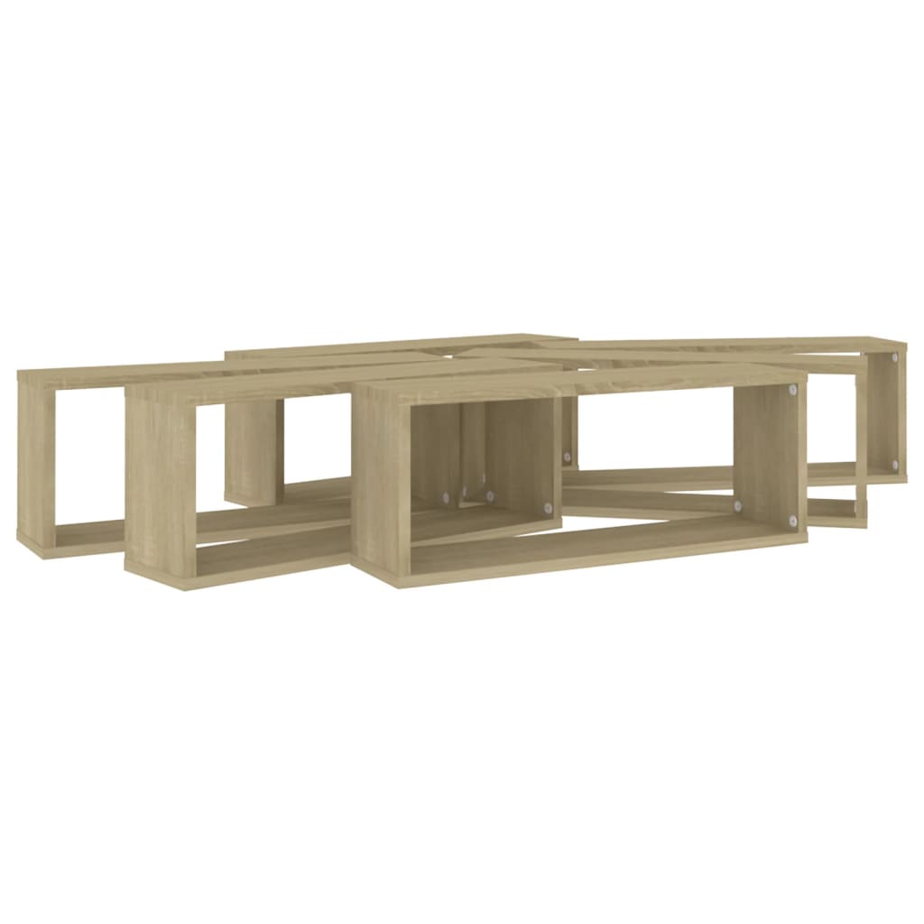 Prateleiras parede forma de cubo 6 pcs carvalho sonoma