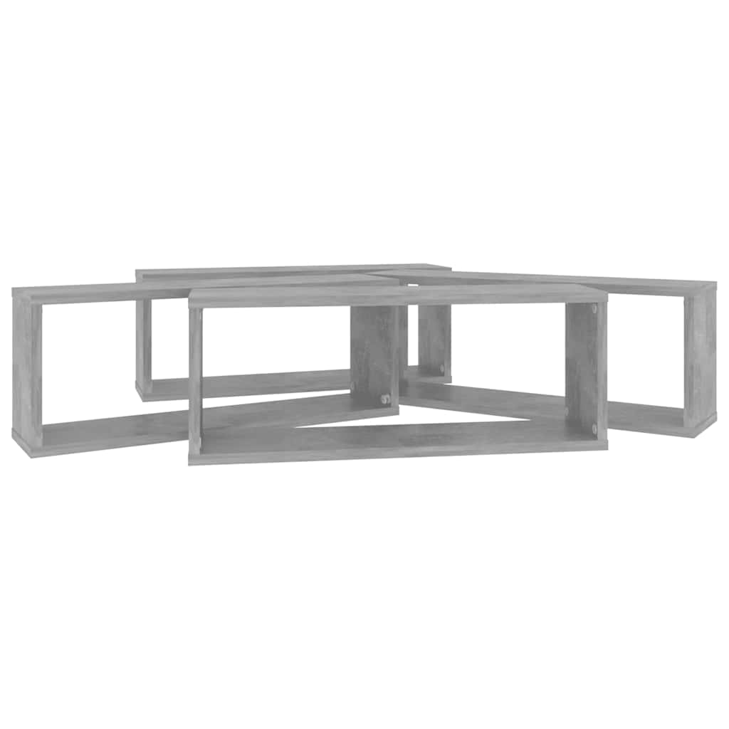 Prateleiras parede forma de cubo 4 pcs 60x15x23cm cinza cimento