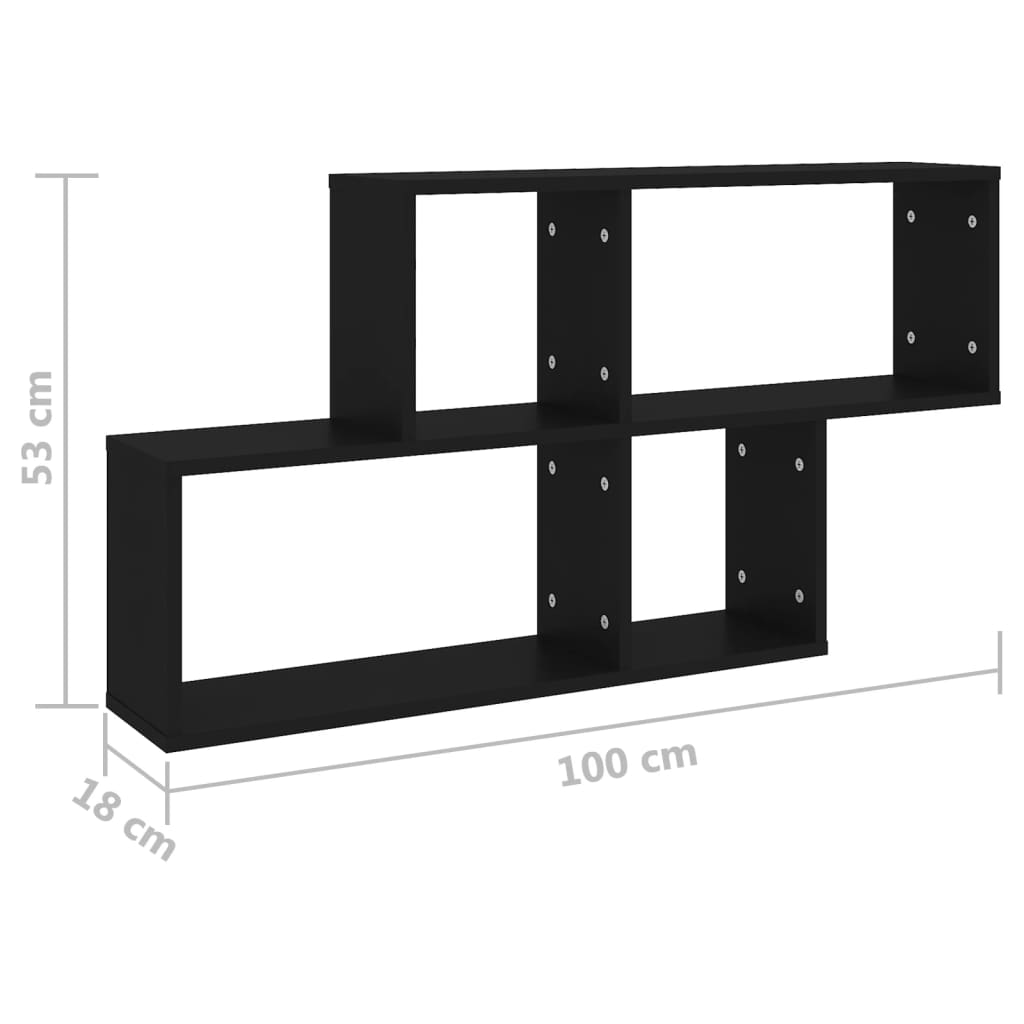 Estante de parede 100x18x53 cm derivados de madeira preto