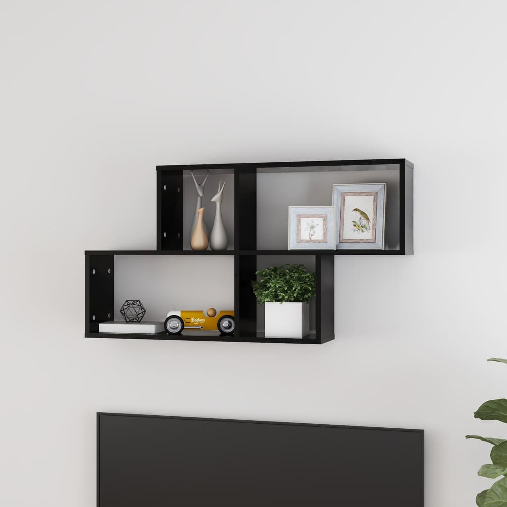 Estante de parede 100x18x53 cm derivados de madeira preto