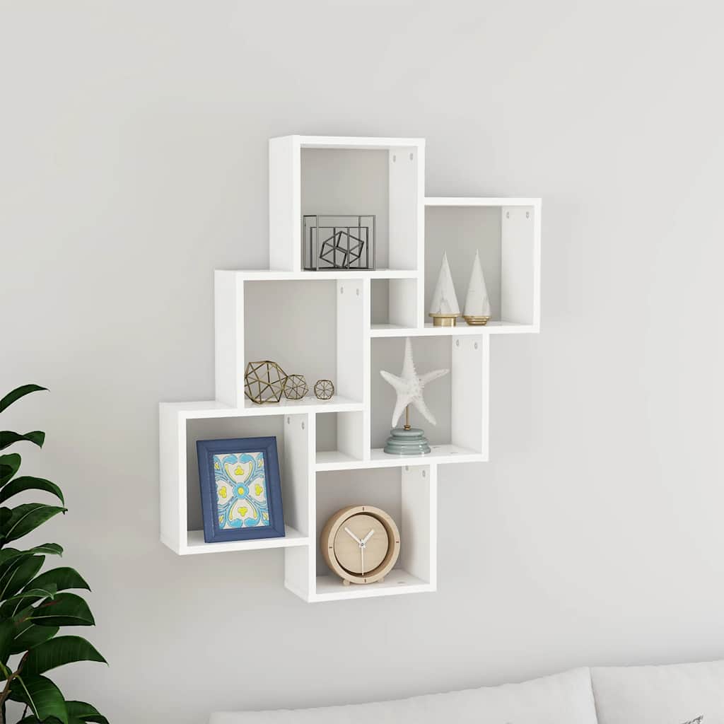 Estante de parede cúbica 78x15x93cm derivados de madeira branco