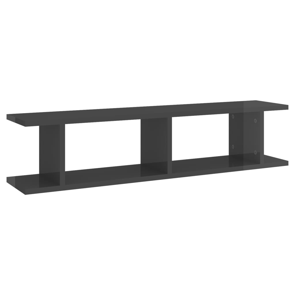 Estantes de parede 2 pcs derivados de madeira cinza brilhante