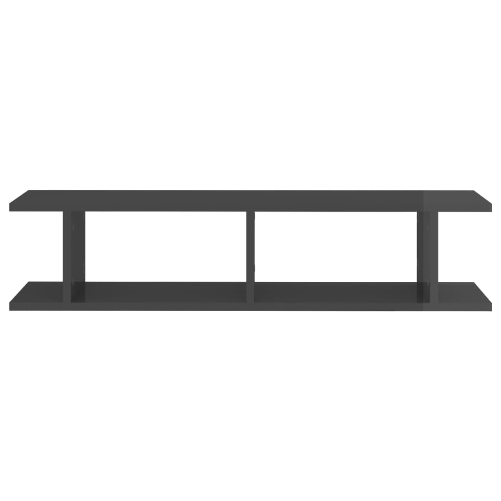 Estantes de parede 2 pcs derivados de madeira cinza brilhante