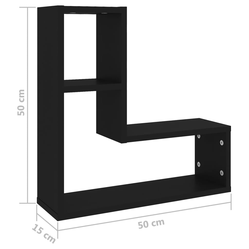 Estantes de parede 2 pcs 50x15x50 cm contraplacado preto