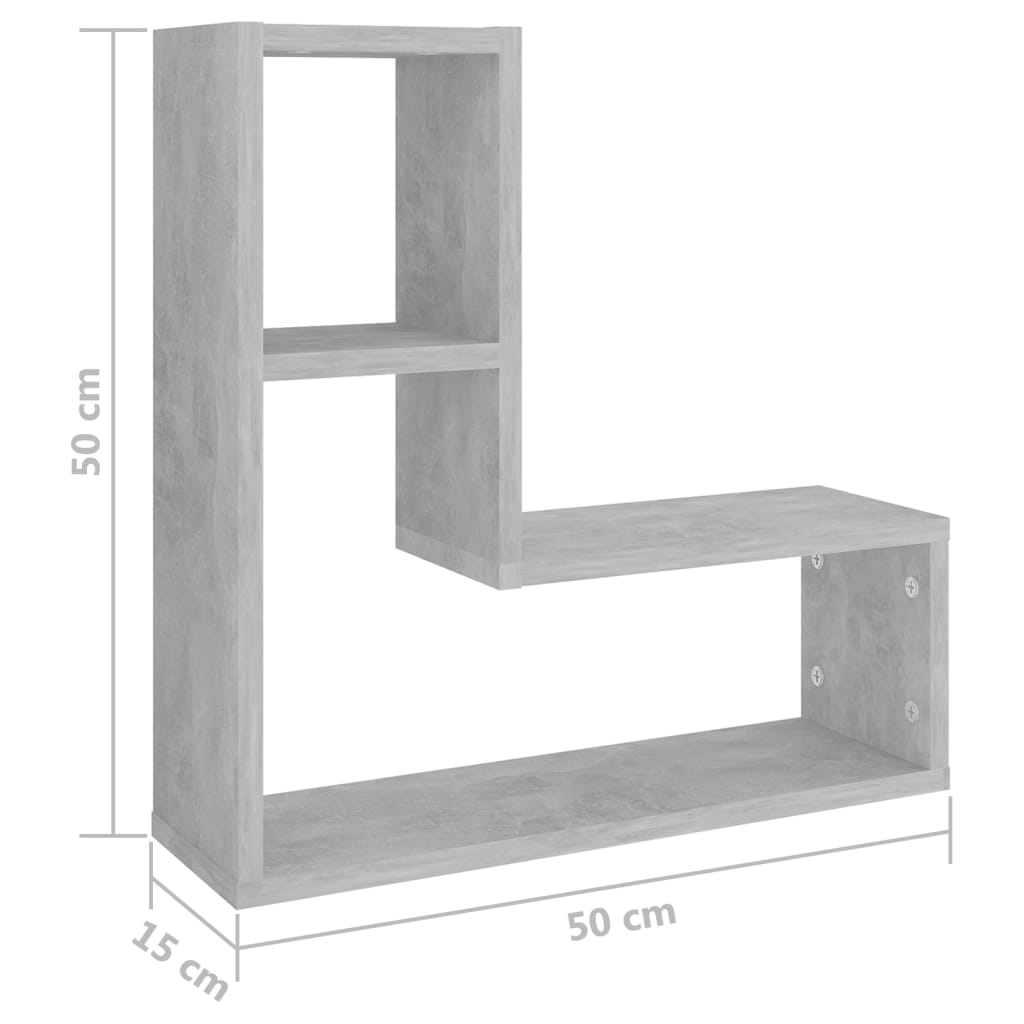 Estantes de parede 2 pcs derivados de madeira cinza cimento