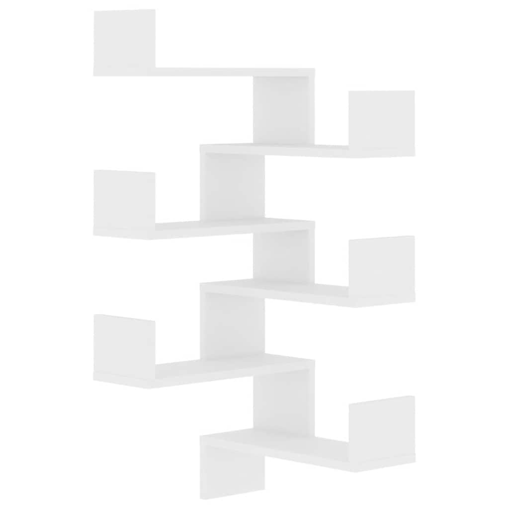 Estantes canto p/ parede 2pcs 40x40x50cm deriv. madeira branco
