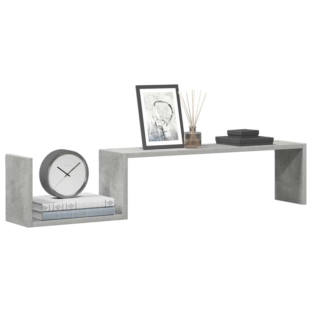 Estantes de parede 2 pcs derivados de madeira cinza cimento