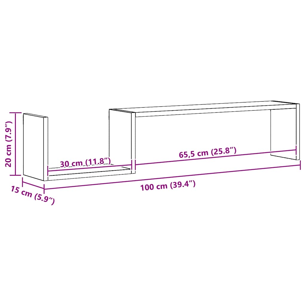 Estantes de parede 2 pcs derivados de madeira cinza cimento