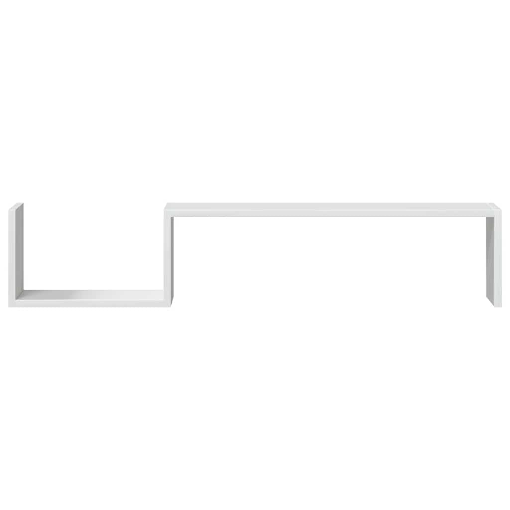 Estantes de parede 2pcs derivados de madeira branco brilhante