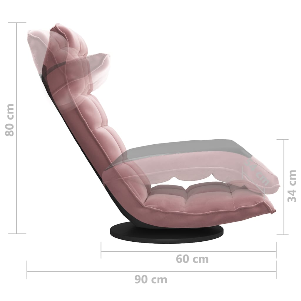 Cadeira de piso giratória veludo rosa