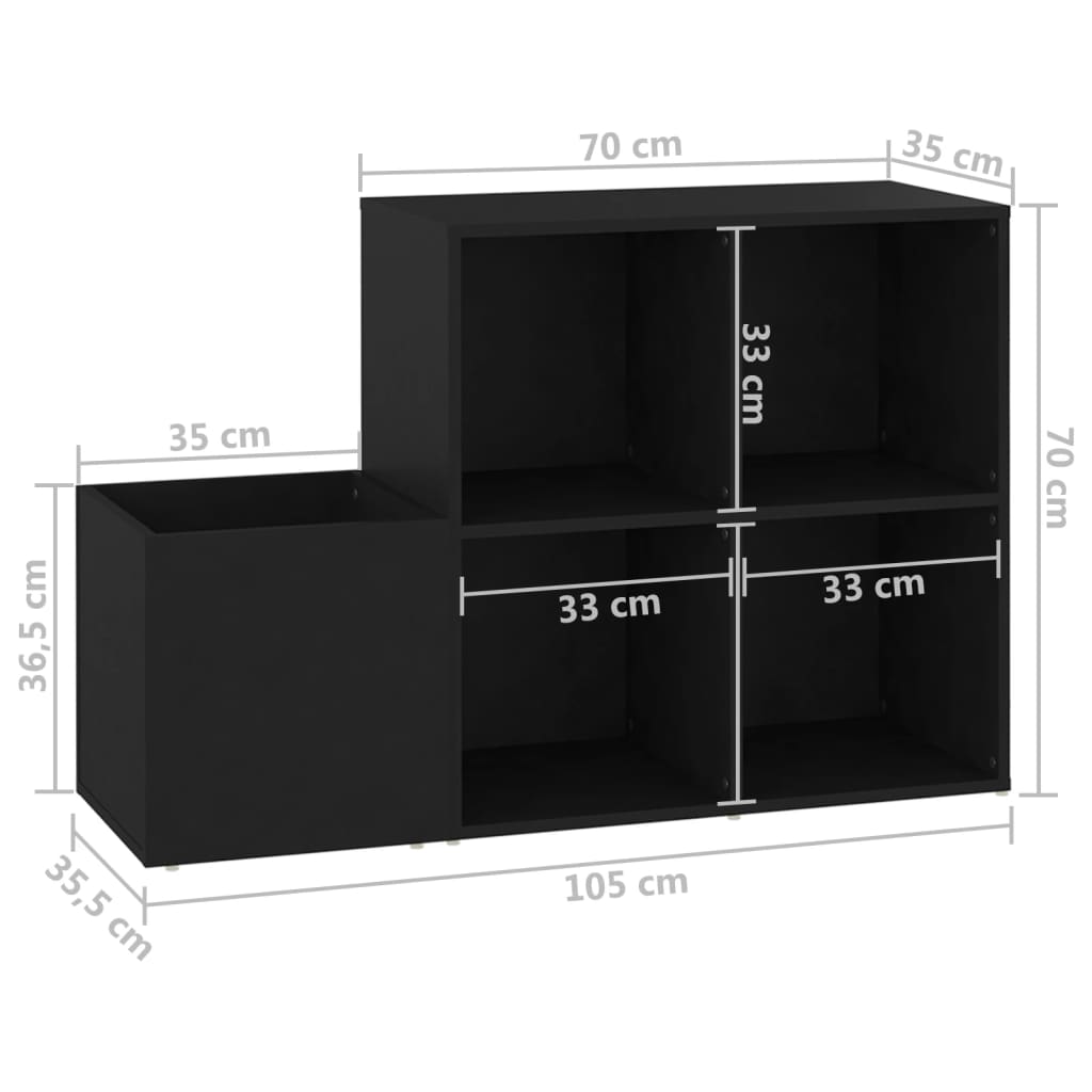 Sapateira de corredor 105x35,5x70 derivados de madeira preto
