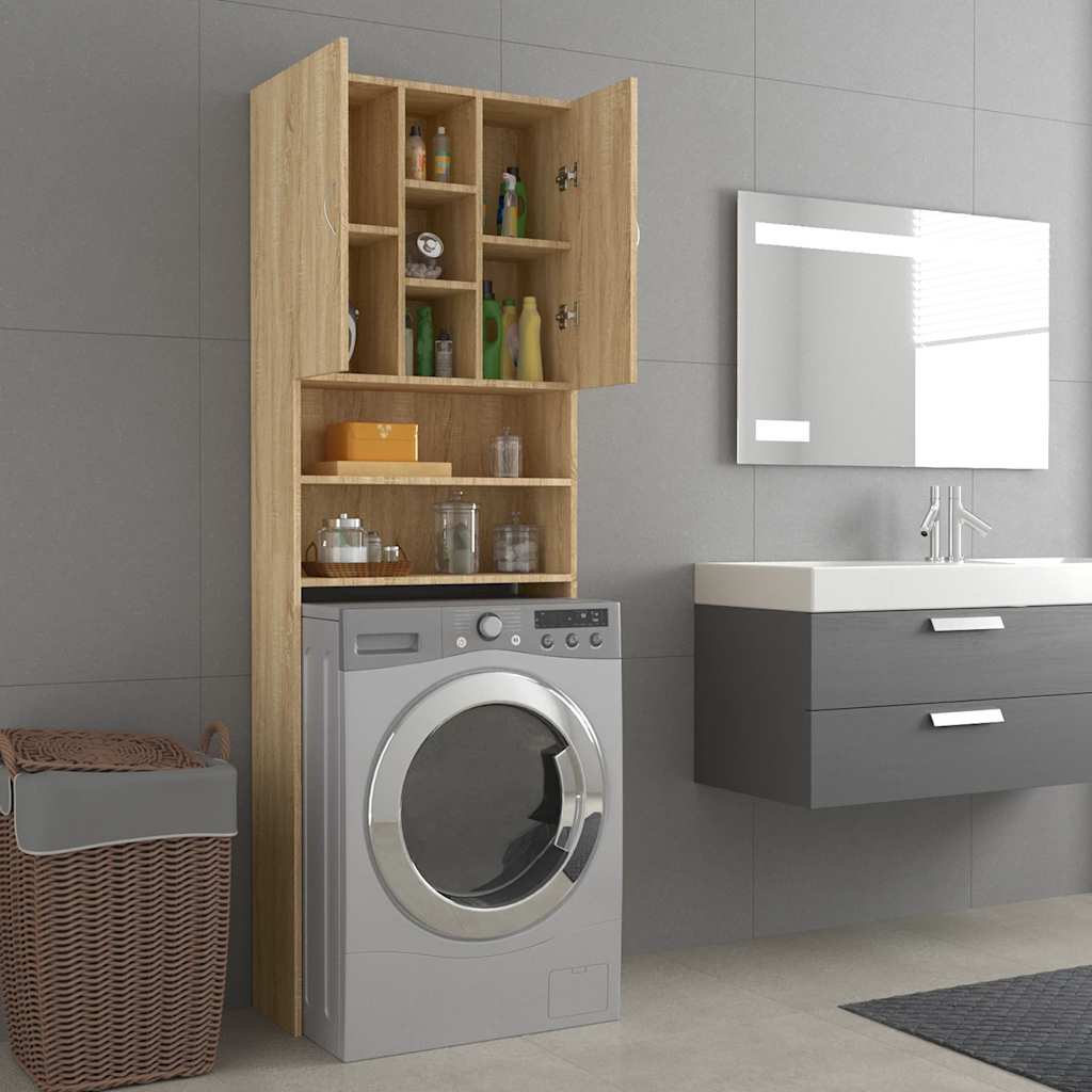 Armário máquina lavar roupa 64x25,5x190 cm carvalho sonoma