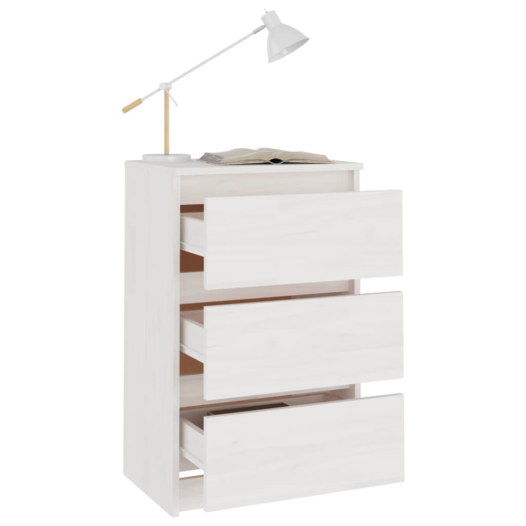 Mesa de cabeceira 40x29,5x64 cm madeira de pinho maciça branco