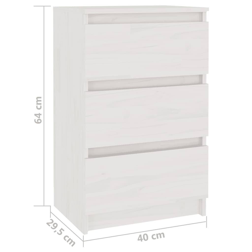 Mesas de cabeceira 2 pcs 40x29,5x64 cm pinho maciço branco
